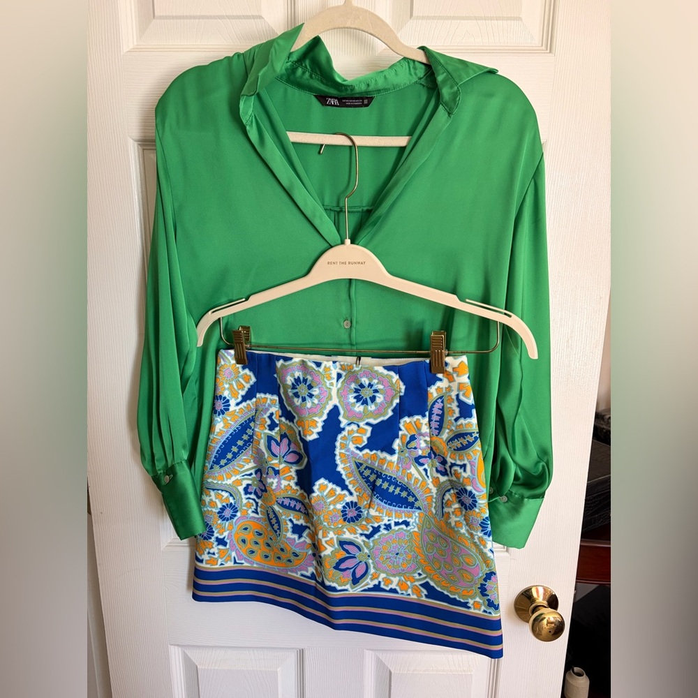 Zara Royal Blue Paisley Skirt NWT